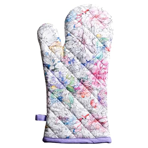 Maison d'Hermine Oven Gloves 100% Cotton Oven Mitt (044 - Floral Love / 7.5" x 13" (Oven Mitt))