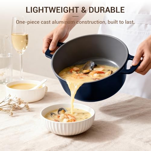 4.5 Qt Non Stick Soup Pot with Lid (Navy Blue)