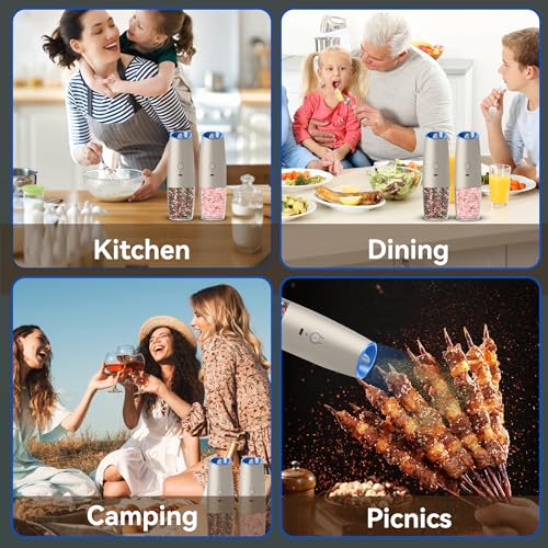 Rechargeable Electric Salt And Pepper Grinder Set (Khaki-Set)