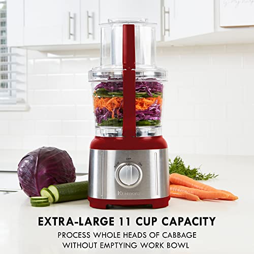 Kenmore 11 Cup Food Processor and Vegetable Chopper with Reversible Slicing (Red)