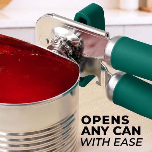 Stainless Steel Swing Open Manual Can Opener Comfortable Grip (Emerald / Swing Open)