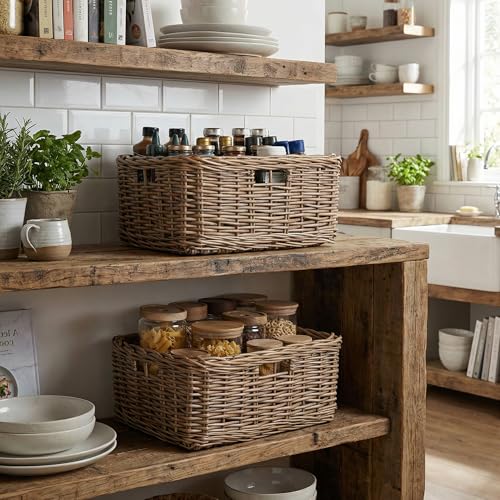 Pantry Baskets (Willow(Brown) / 15"L x 11"W x 6¾"H)