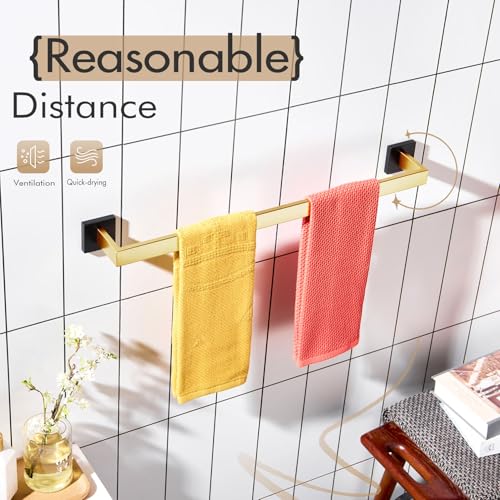 24 Inch Towel Bars for Bathroom Wall Mounted Kitchen Towel Rack Holder T (Black Gold / 24-Inch)