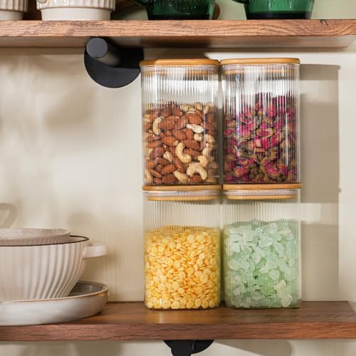 37oz 1.2Qt Square Glass Storage Containers with Lids 4 (37oz*4(Striped))