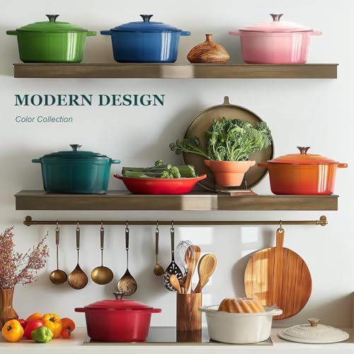 Enameled Cast Iron Dutch Oven (5.5 Quart / Bottle green)