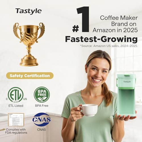 Mini Single Serve Coffee Maker for K Cups and Grounds with Handle (Oasis)