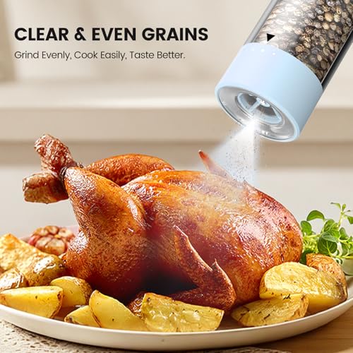 Electric Salt and Pepper Grinder Set (Light Blue)
