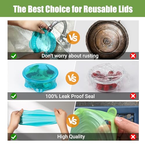 Silicone Stretch Lids for Food Storage in Fridge (6 Pcs Blue)