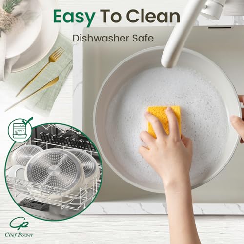 Ceramic Nonstick Pots and Pans Set 19 Piece with Detachable Handle