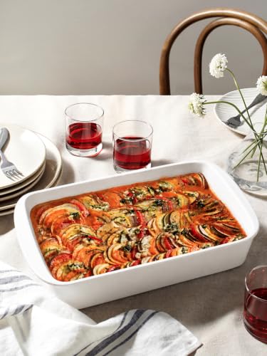 9x13 Ceramic Casserole Dish with 304 Stainless Rack (White / 13.7")