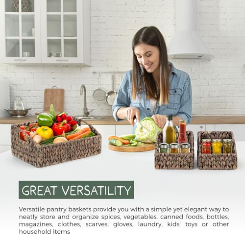Set of 3 Handwoven Storage Baskets (Espresso)