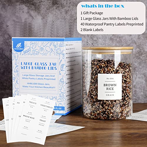 Large Glass Storage Jars With Airtight Bamboo Lid (3000ml)