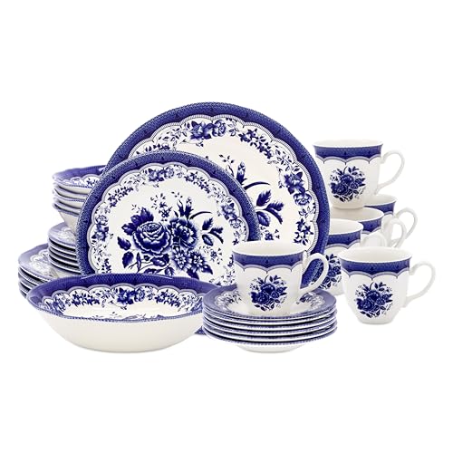30 Piece Porcelain Dinnerware Set for 6 (30 / Victoria Blue)