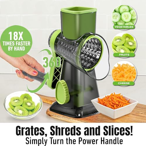 Cheese Grater Hand Crank Rotary Vegetables Shredder with Handle
