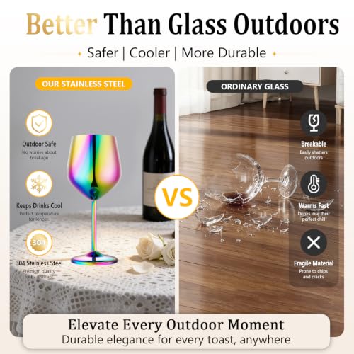 Unbreakable Stainless Steel Wine Glasses Set of 4 (4 Count)