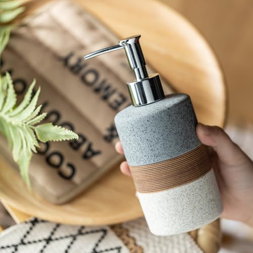 Hand Soap Dispenser Set for Bathroom (Gray and White / 1xSoap Dispenser)