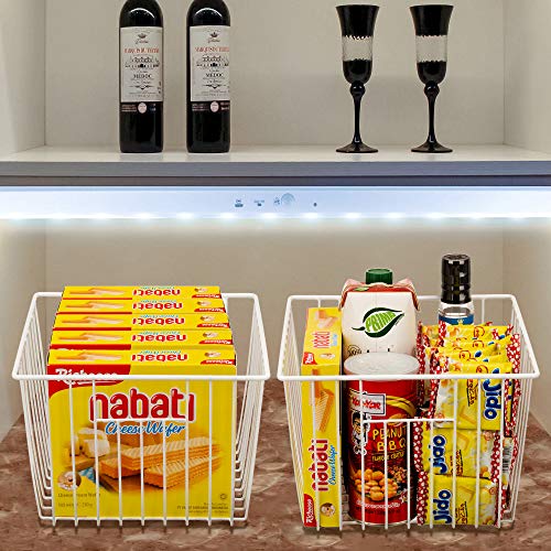 Fridge Freezer Baskets (White-2pack / 11''L X 10''W X 7''H)