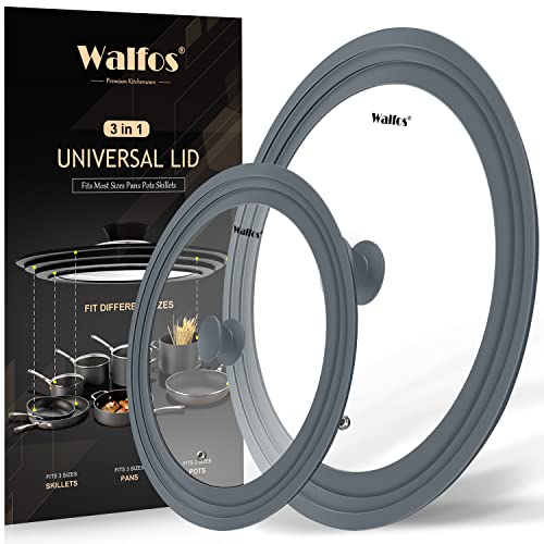 Universal Lid for Pots (2 pcs: 7 to 9 inch + 10 to 12 inch / Gray)