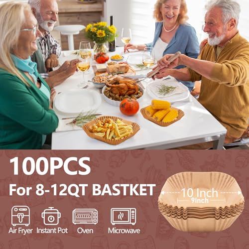 XL10 Inch Disposable Air Fryer Liners 100 Pack Parchment Paper