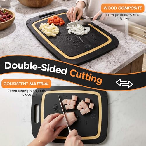 Composite Wood Cutting Board Set of 3 (Black/Tan)