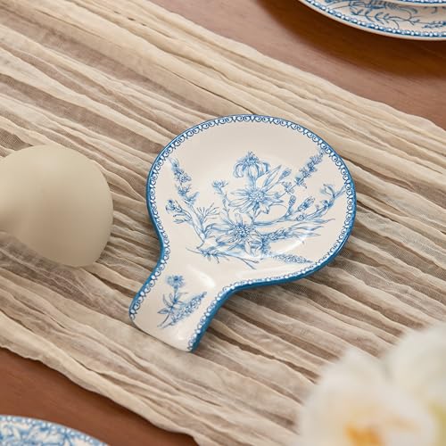 Blue Garden Toile De Jouy Spoon Rest for Stove Top (Blue Garden Toile De Jouy)