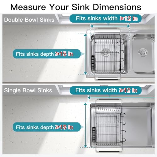 Black Dish Drying Rack in Sink (Black / For 12"-30"w Sink)
