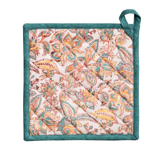 Pot Holders 100% Cotton Potholders (047 - Nila / 8" x 8" (Pot Holder Pack of 1))