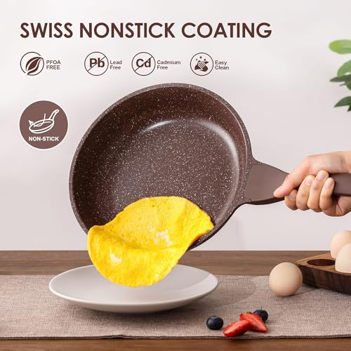Nonstick Frying Pan Skillet (9.5 Inch / Toffee Brown)