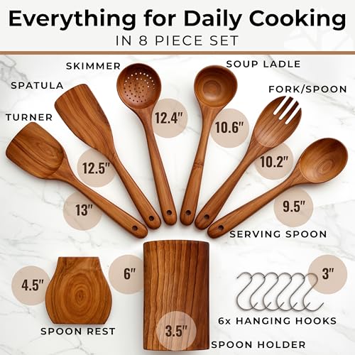 Wooden Utensil Set (8 Pcs Extended)