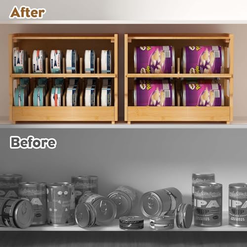 Stackable Bamboo Cat Food Can Organizer (36 Count)