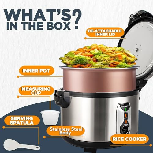 16L Commercial rice cooker 90 cups cooked Large Stainless Steel rice Commercial for 65 (16L Rice Cooker)