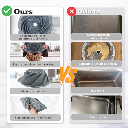 4 Pieces Silicone Fluted Cake Pans (4pcs fluted cake pans (9/10/12 Cups))