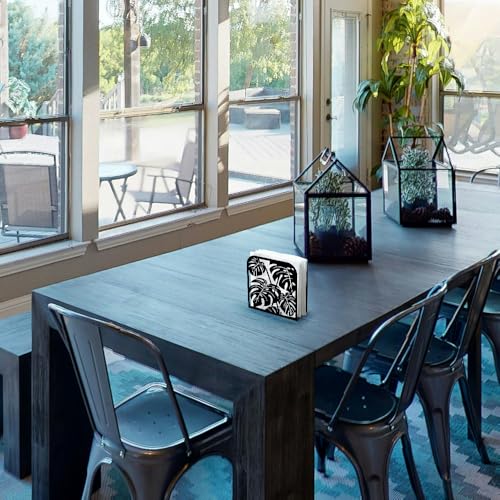 Monstera Leaf Decorative Black Metal Napkin Holder for Table