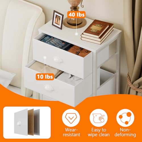 White Dresser for Bedroom (White / 11.5"D x 16"W x 39.6"H (6 Drawers))