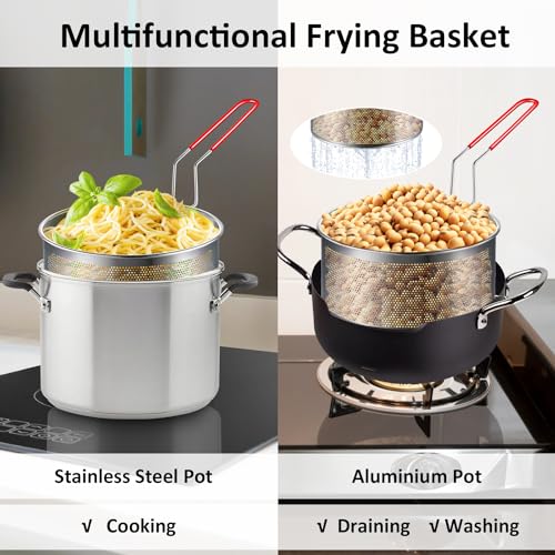 7 inch Deep Fryer Basket 304 Stainless Steel for Frying French Fries (7'' Deep Fry Basket)