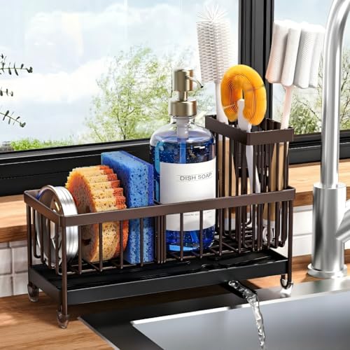 Brown Sponge Holder for Kitchen Sink (Brown - 9.25″)