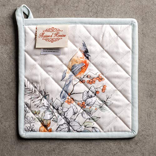 Pot Holders 100% Cotton Potholders (063 - Whitish Shabby Chique / 8" x 8" (Pot Holder Pack of 2))