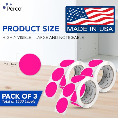 Neon Pink Perforated Round Circle Dot Sticker 2 (Neon Pink / 2 Inch)