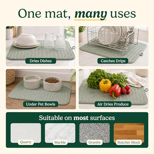 Cuisinart Dish Drying Mat for Kitchen Counter (Geostripe Sage)