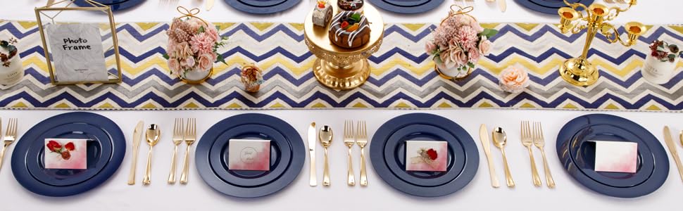 60PCS Blue Plastic Plates (30 Count)