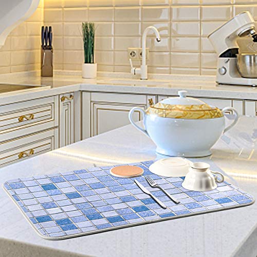Super Absorbent Dish Drying Mat (Mosaic Marble Pattern / 18" x 24")