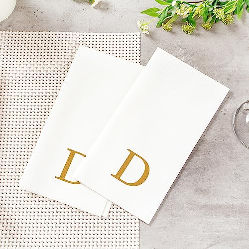 Paper Rectangle Gold Letter D Linen (Gold / 2000 Count / D)