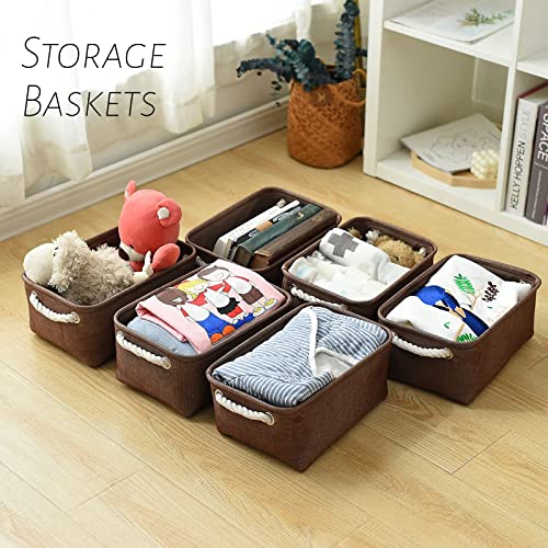 Storage Basket for Organizing (Brown / 6PCS/Small -11.8Lx7.9Wx5.2H)