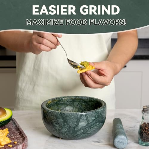 Luxury Marble Mortar and Pestle Set (Green Marble / 7in-4 cups)