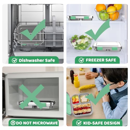 Stainless Steel Bento Box for Kids 1000ml (Green)