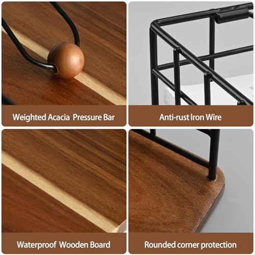 Acacia Wood Napkin Holder for Table (7.6“x7.6"x3.3")