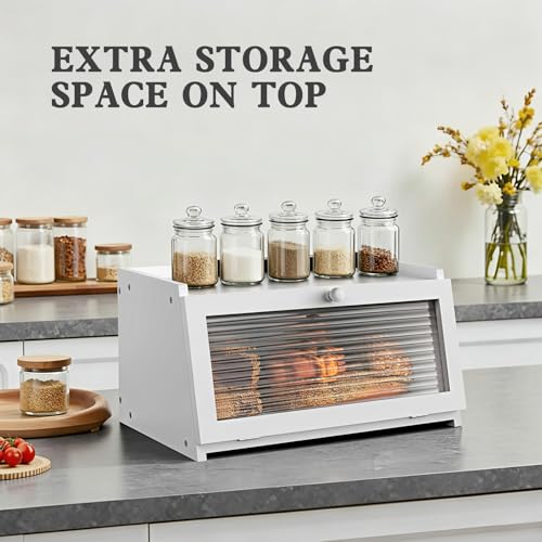 Bread Box for Kitchen Countertop (White / 1‑tier)