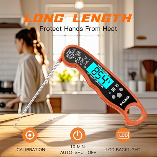 Digital Instant Read Meat Thermometer for Cooking (Orange)