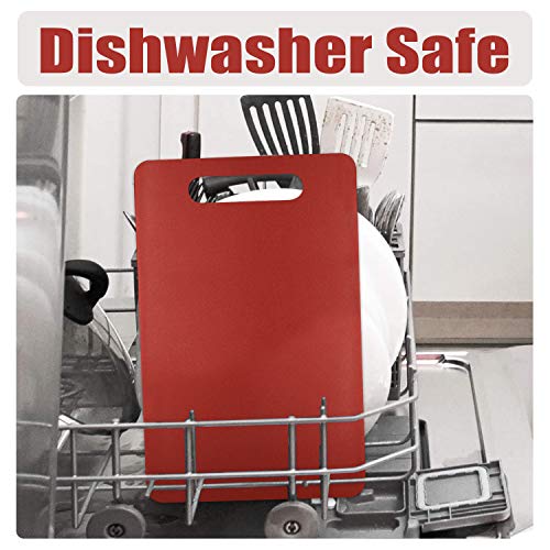 Plastic Utility Cutting Board with Handles (Red)