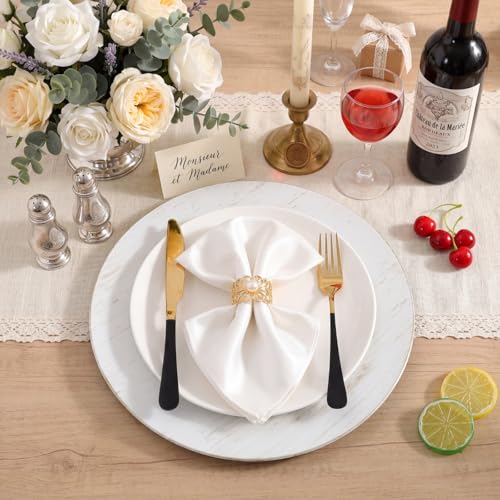 12 Pcs White Vintage Charger Plates (Vintage / White)